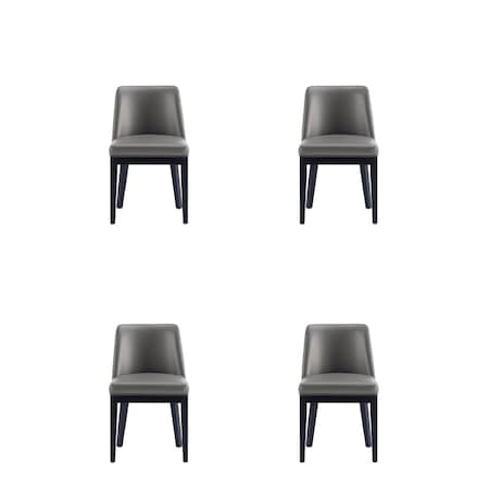 Manhattan Comfort Gansevoort Faux Leather Dining Chair in Pebble Grey - Set of 4 2-DC051-PE
